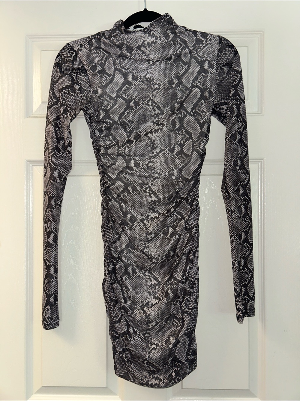 Tiger Mist Gray Snake-Print Long Sleeve Dress